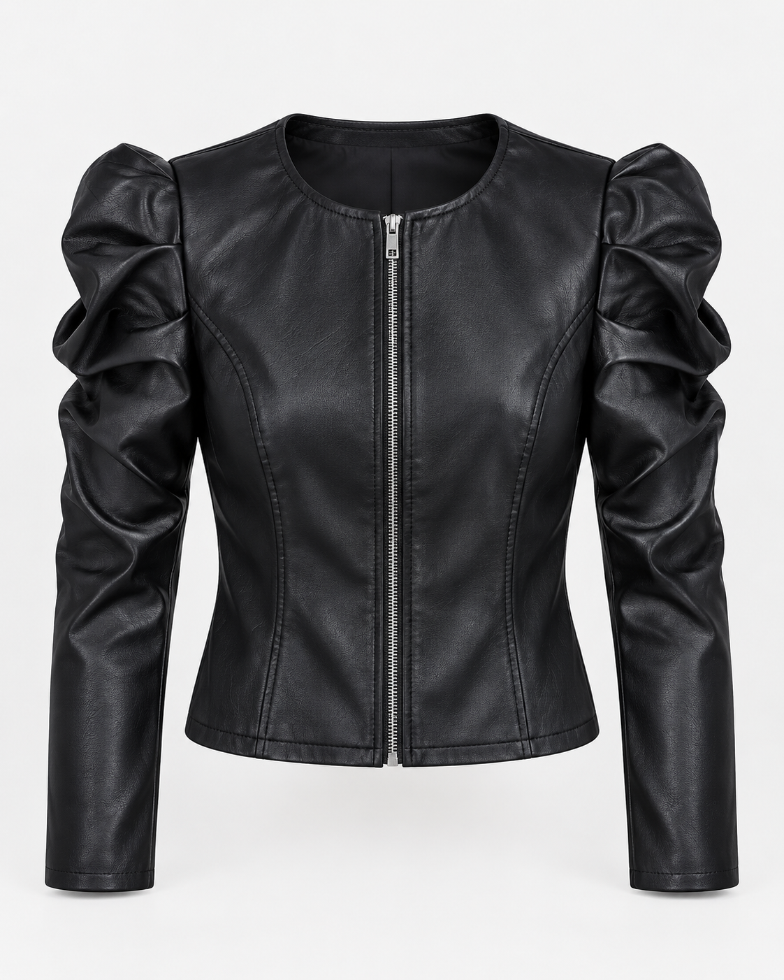 Cropped Black Leather Coat for Fall