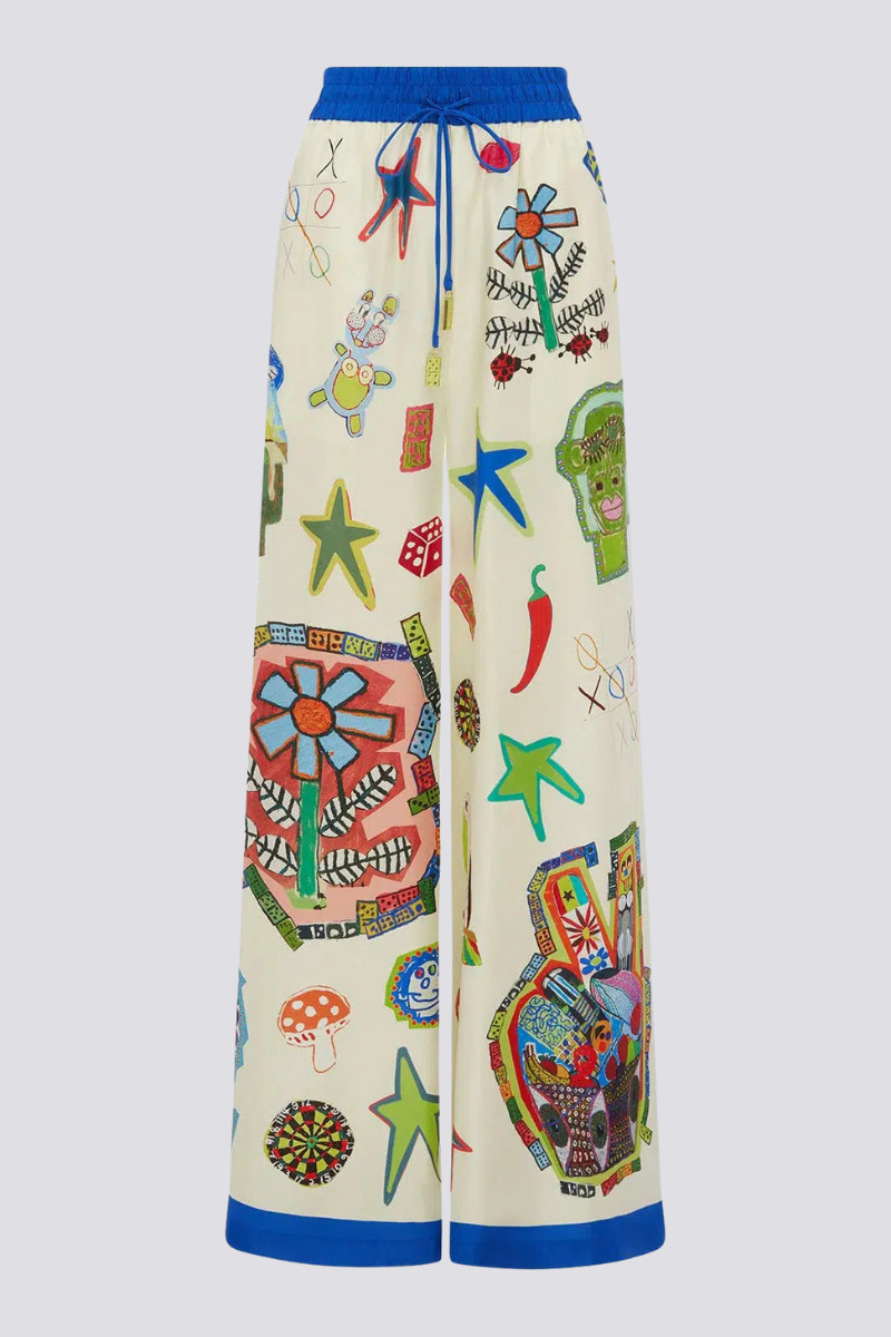 Clarette V-Neck Patchwork Trousers Set