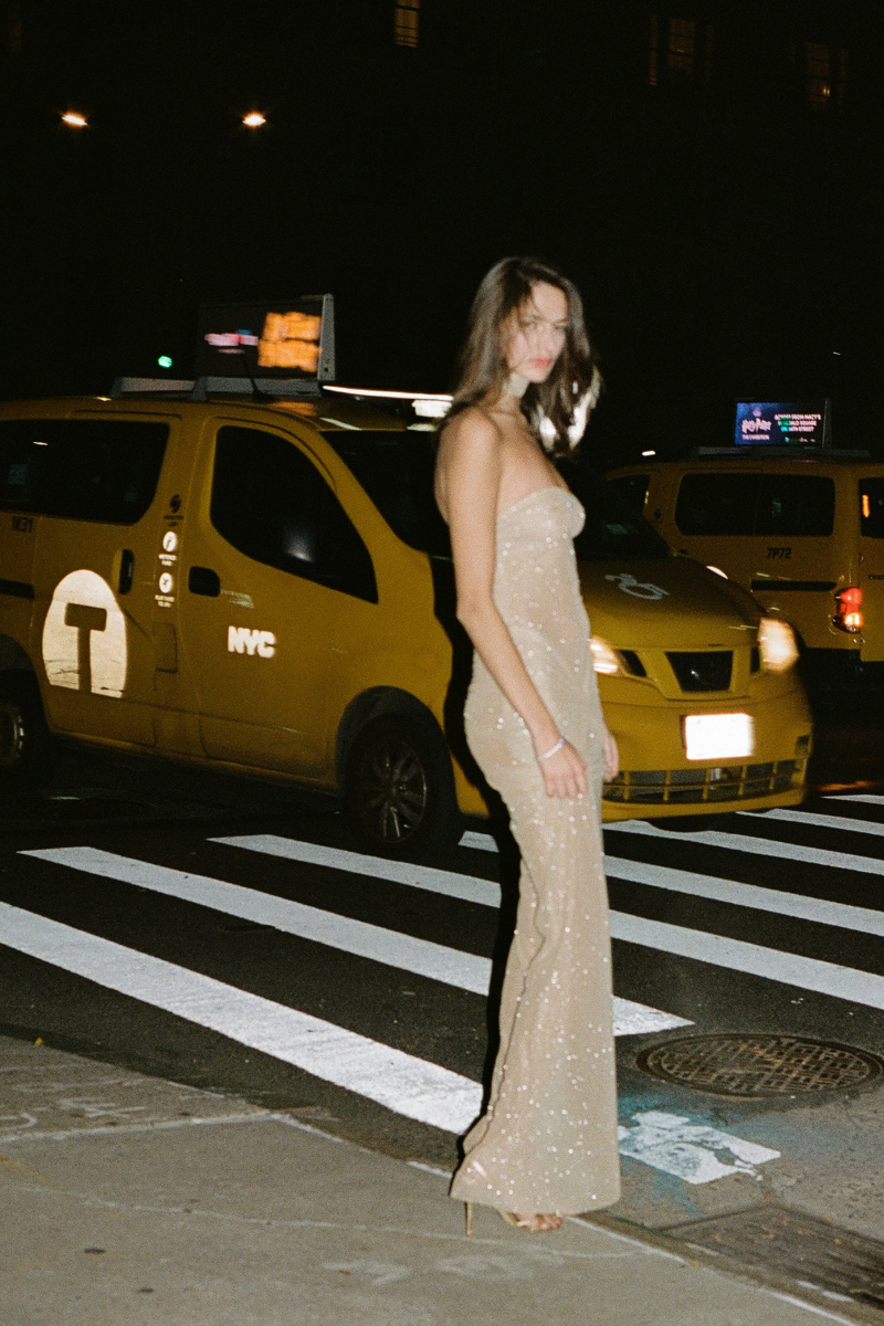 Claudine Strapless Ruched Maxi-Length Dress In Beige