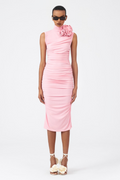Cleophee Flower Ruched Midi-Length Dress