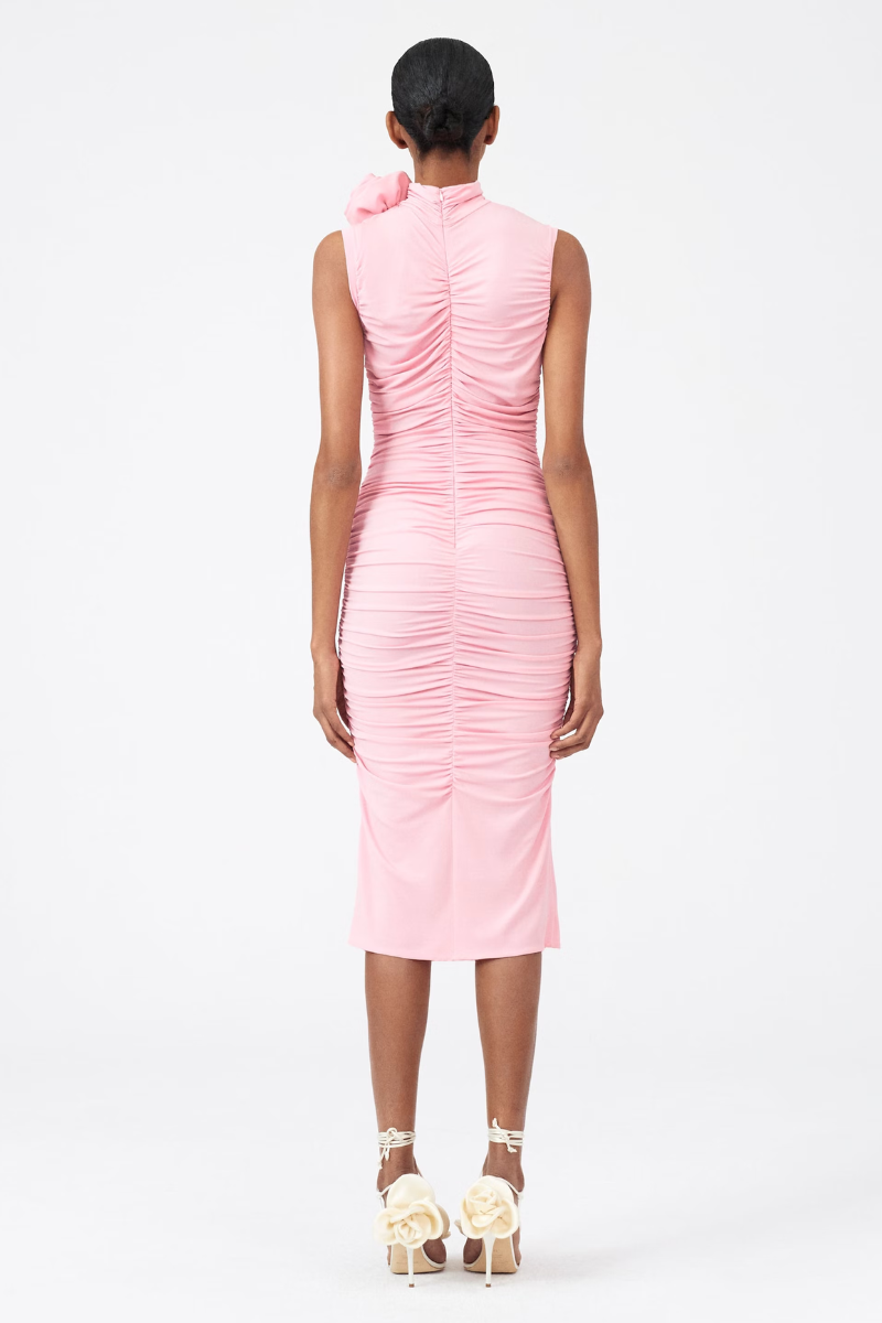 Cleophee Flower Ruched Midi-Length Dress