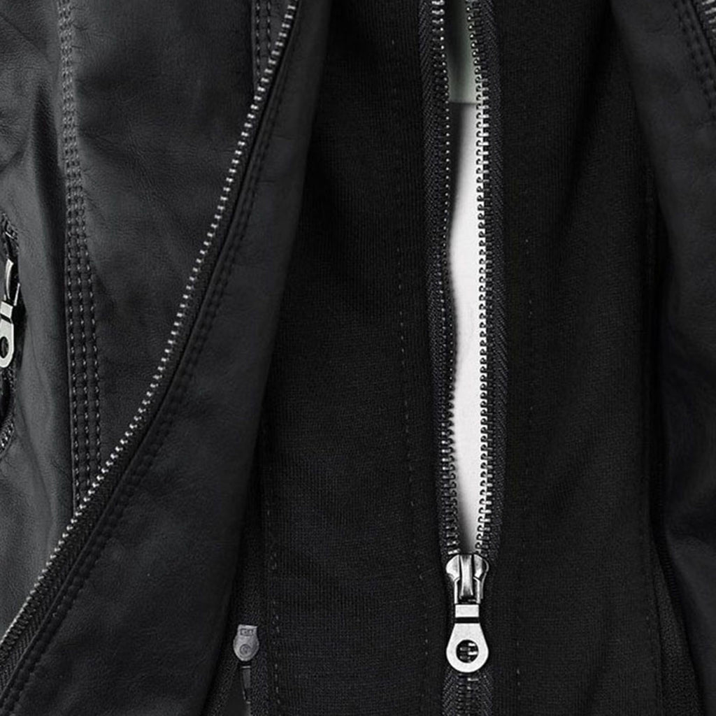 Weatherproof Leather Jacket with Hood