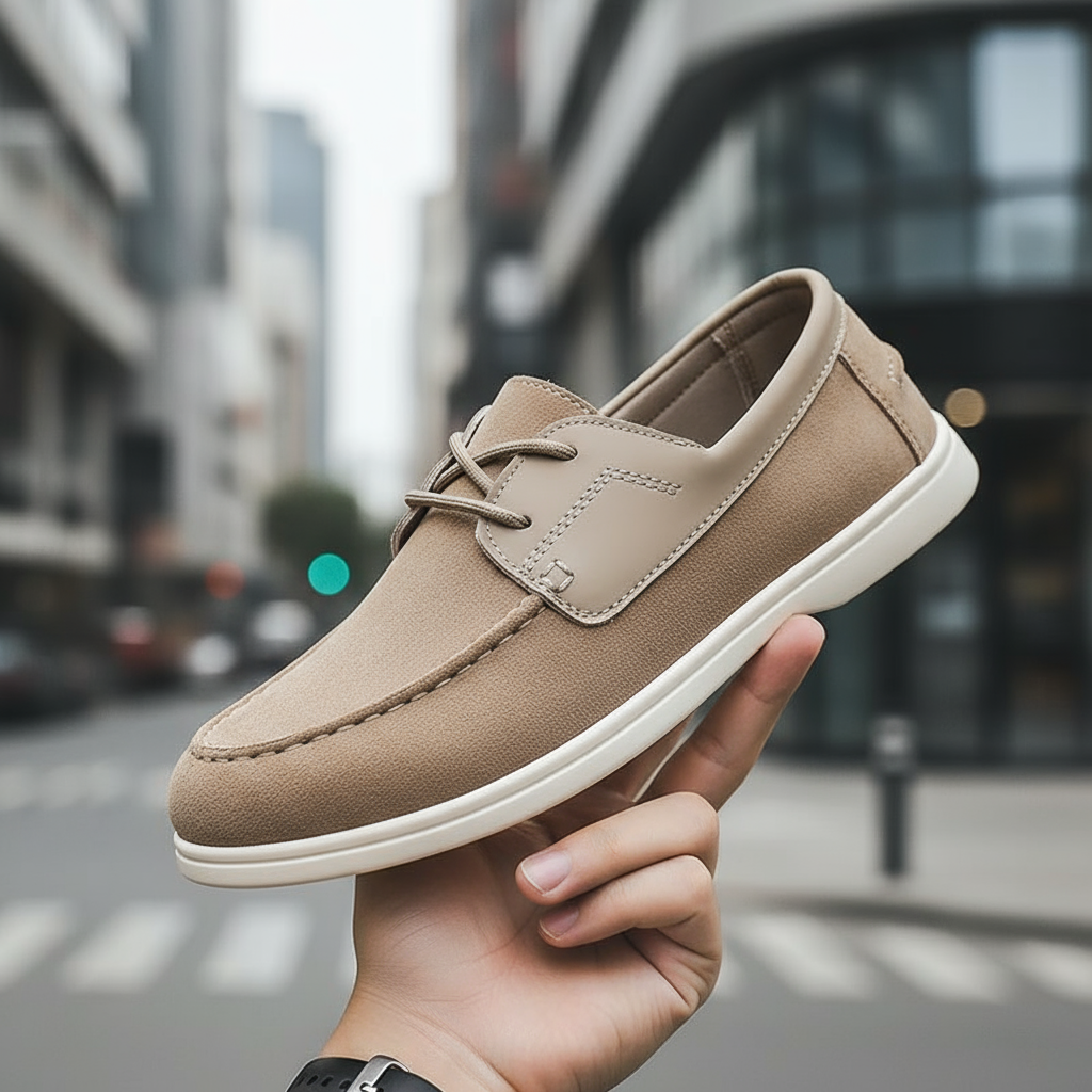 Suede Slip-On Shoes with Slip-Resistant Tread