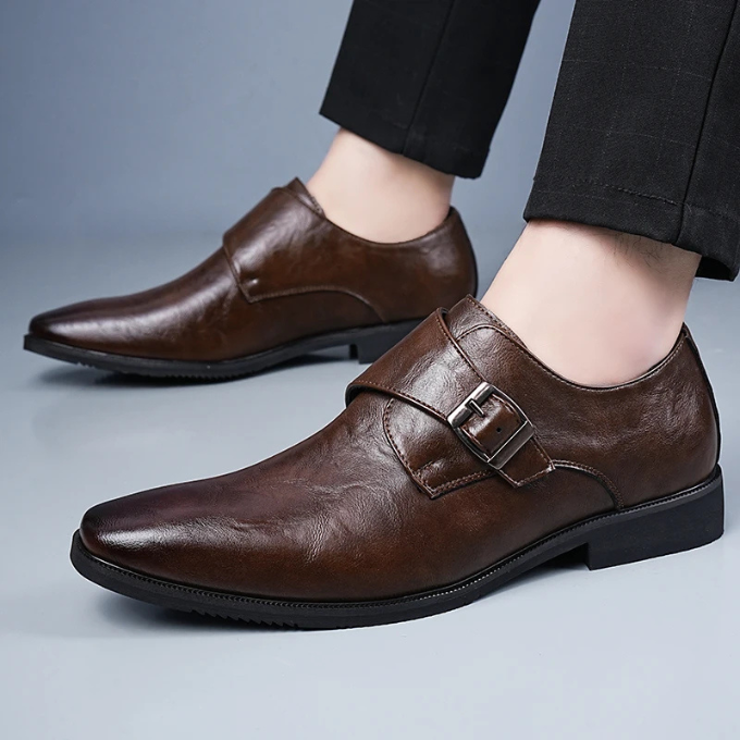 Refined Full-Grain Leather Monk Strap Shoes