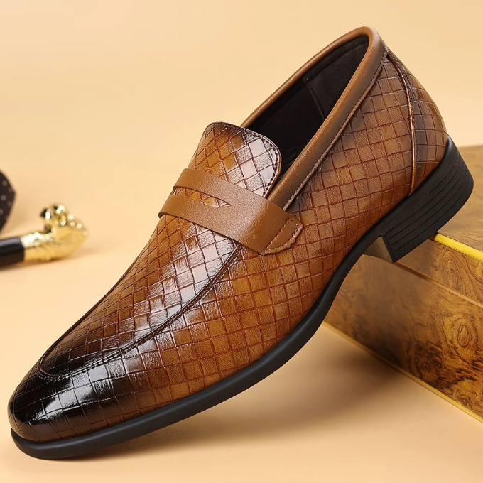Polished Leather Loafers with Embossed Texture