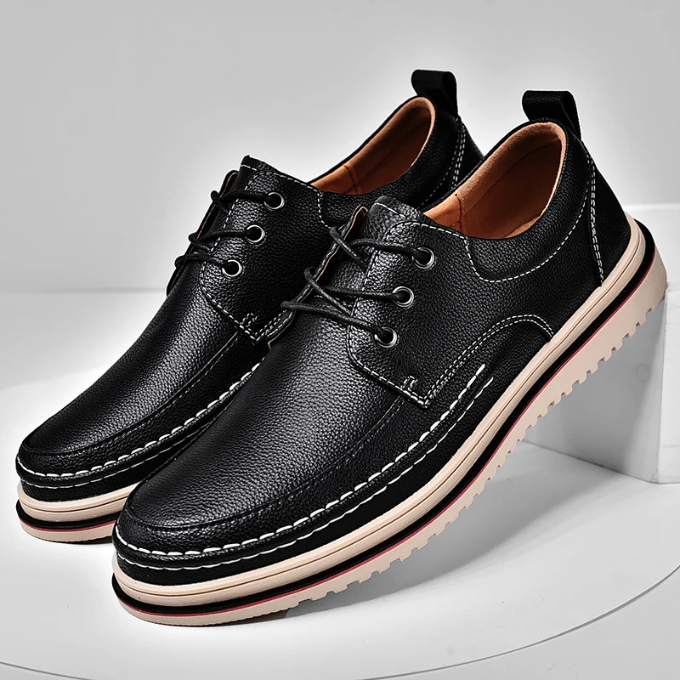 Leather Derby Shoes with Contrast Stitching