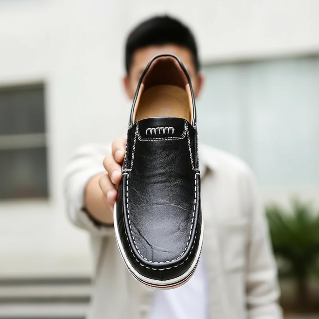 Full-Grain Leather Loafers with Contrast Stitching