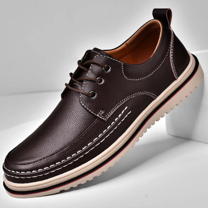 Leather Derby Shoes with Contrast Stitching