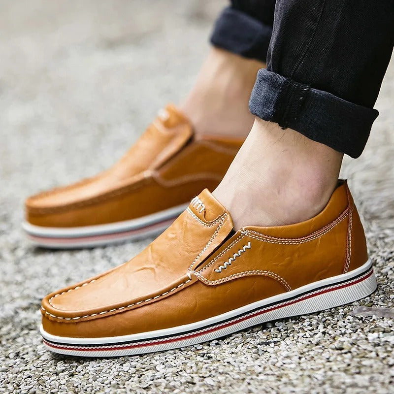 Full-Grain Leather Loafers with Contrast Stitching