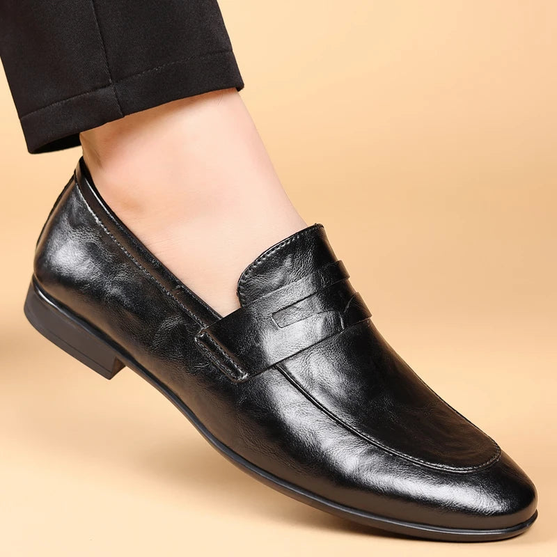 Polished Full-Grain Leather Loafers with Pointed Toe