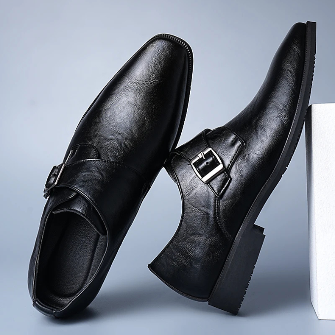 Refined Full-Grain Leather Monk Strap Shoes