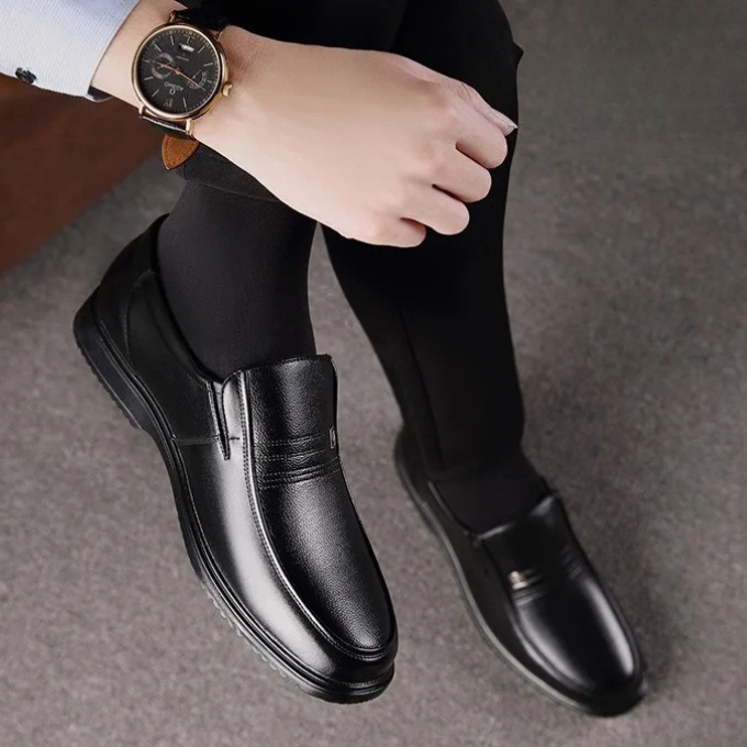 Leather Loafers with Semi-Gloss Finish