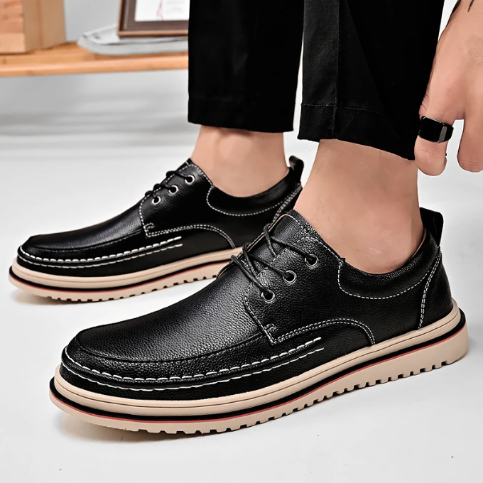 Leather Derby Shoes with Contrast Stitching