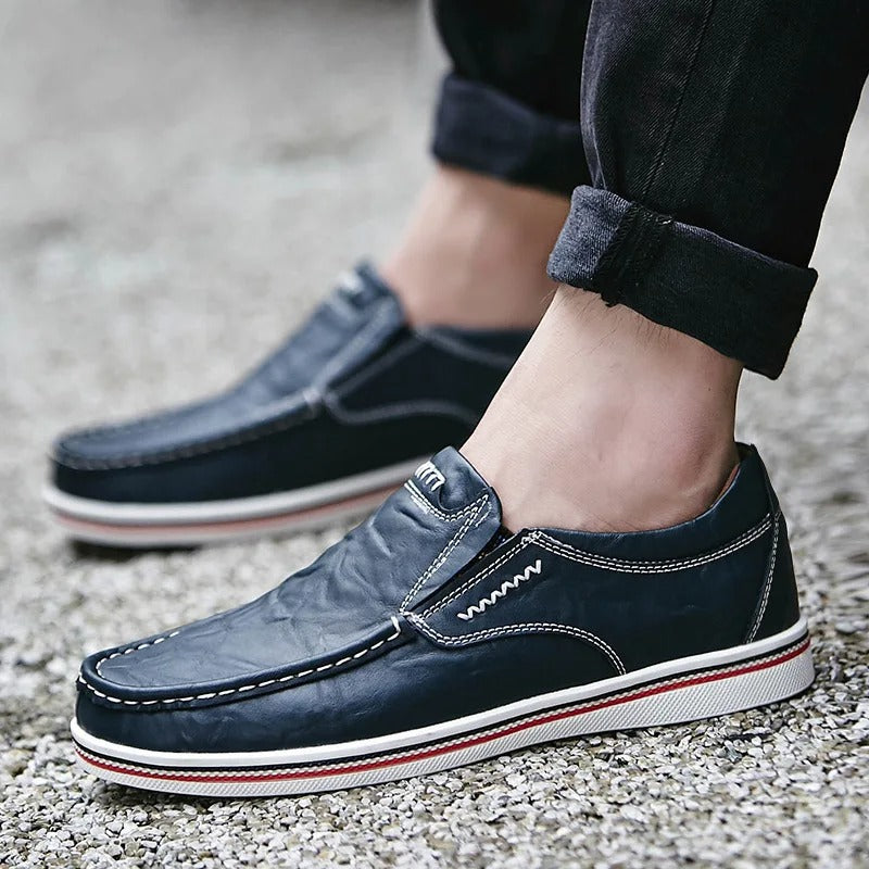 Full-Grain Leather Loafers with Contrast Stitching