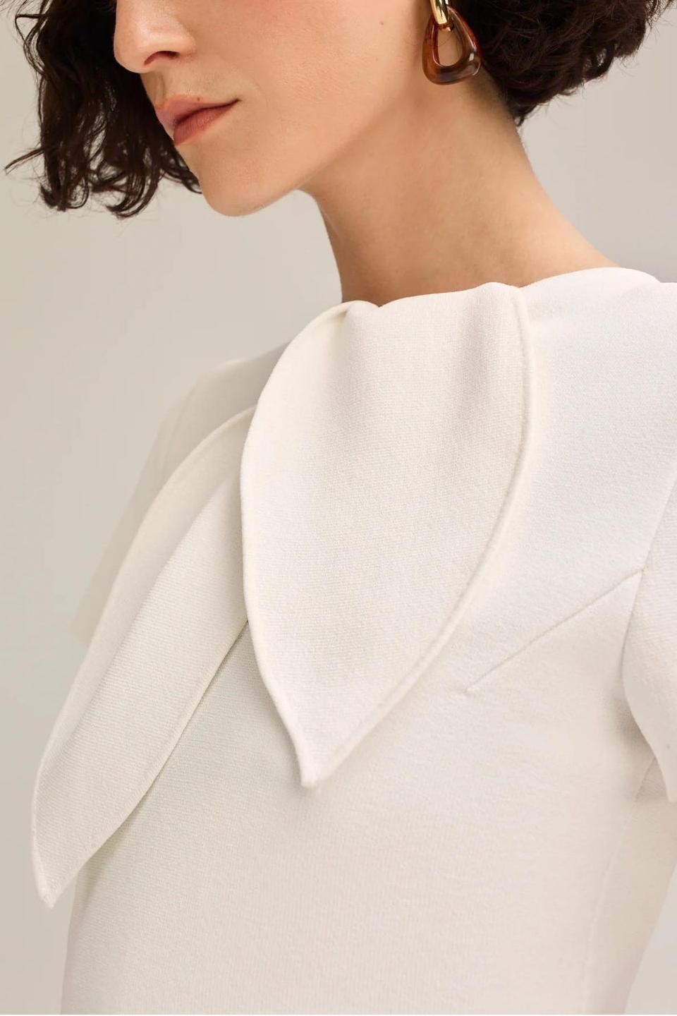Modern Crepe Knit Cravat Top & Pleated Suiting Maxi Skirt