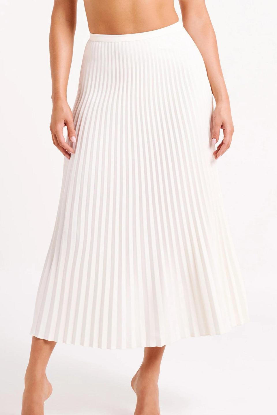 Modern Crepe Knit Cravat Top & Pleated Suiting Maxi Skirt