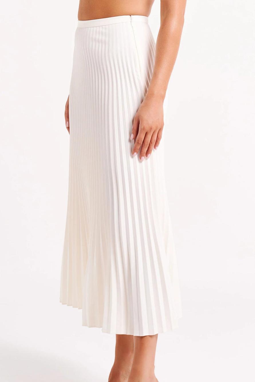 Modern Crepe Knit Cravat Top & Pleated Suiting Maxi Skirt