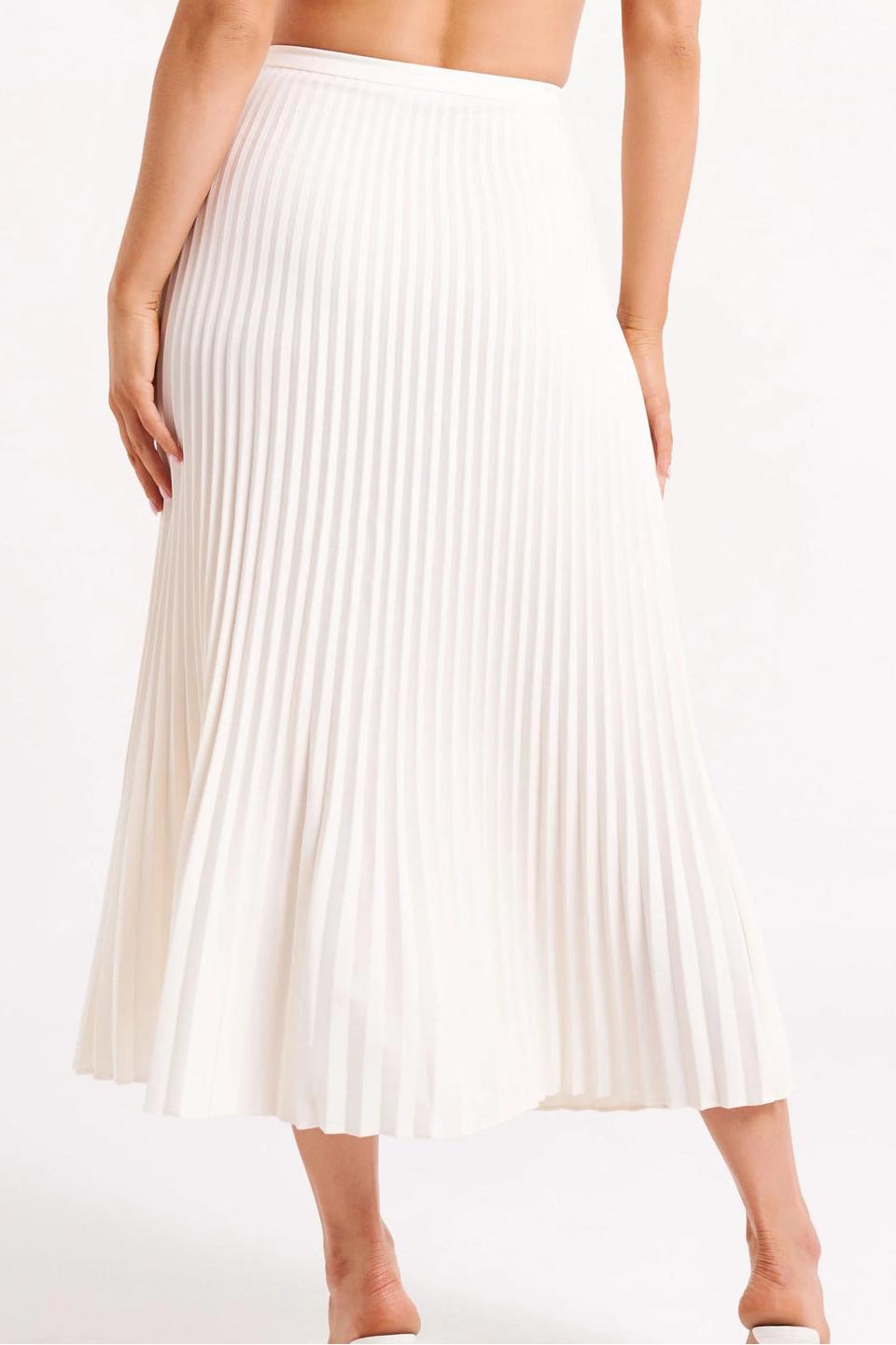 Modern Crepe Knit Cravat Top & Pleated Suiting Maxi Skirt