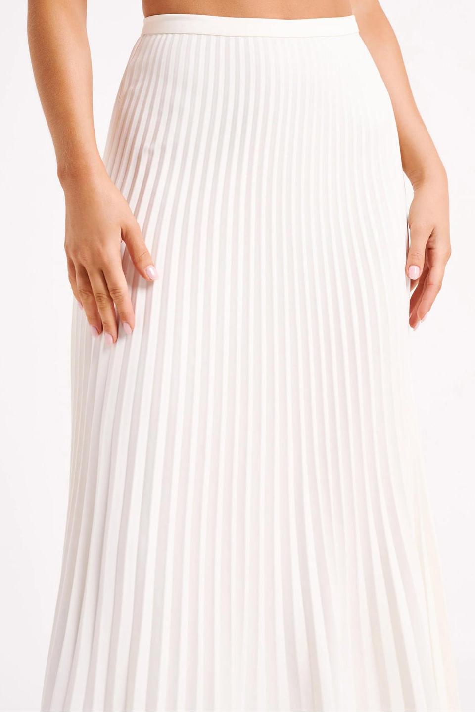 Modern Crepe Knit Cravat Top & Pleated Suiting Maxi Skirt