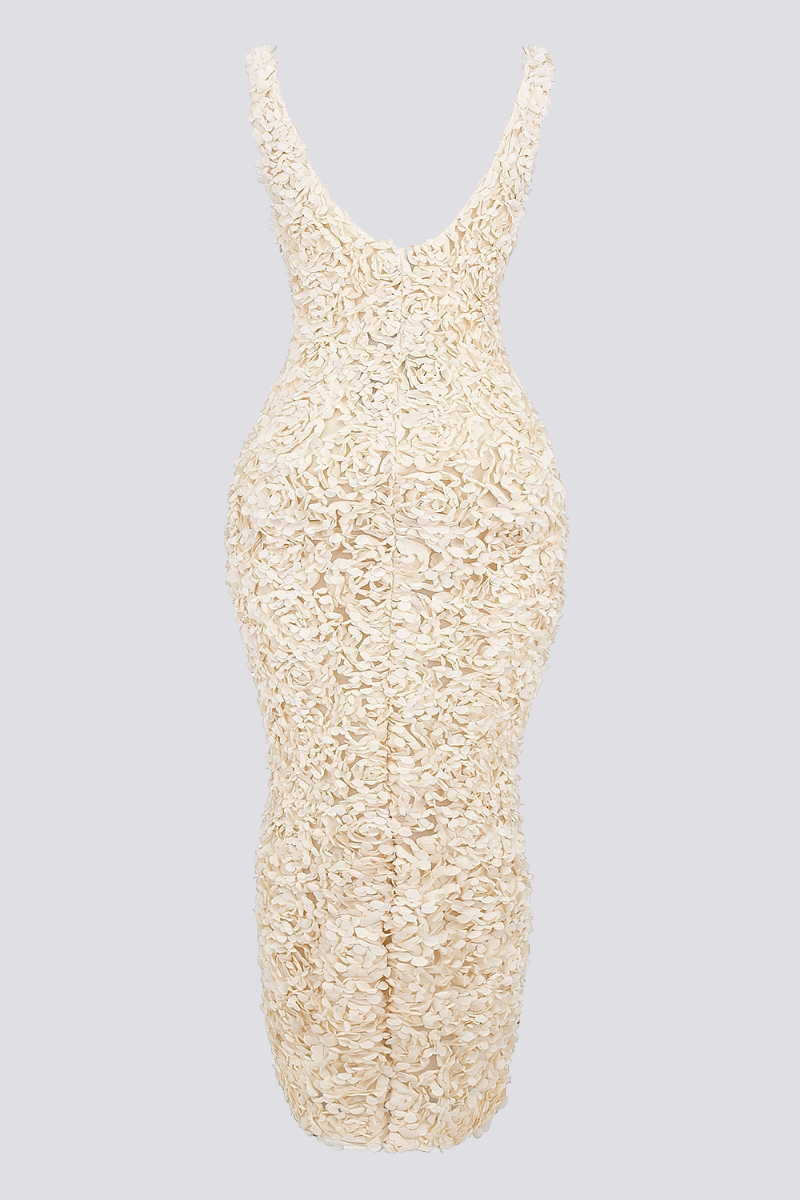 Cyprine Plunge Neck Open-Back Maxi-Length Dress