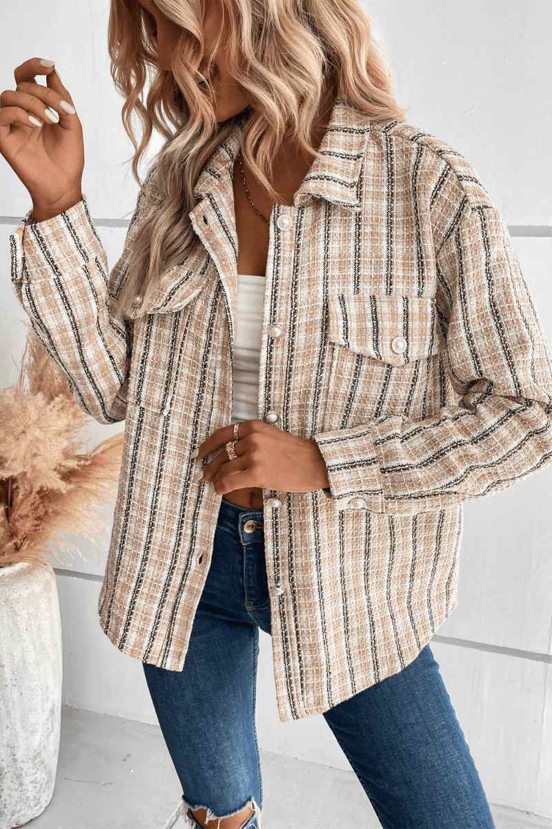 Modern Spice Harvest Plaid Shacket - Beige