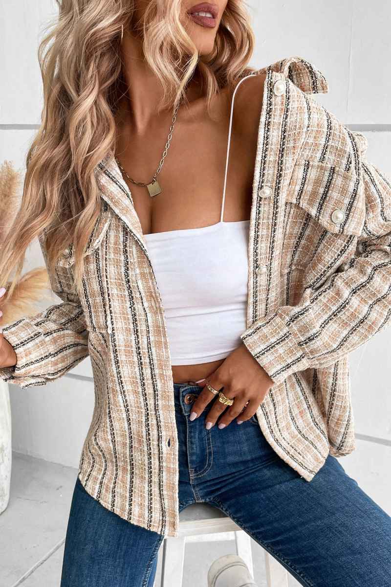 Modern Spice Harvest Plaid Shacket - Beige