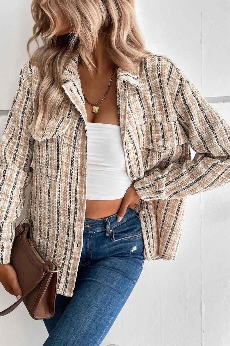 Modern Spice Harvest Plaid Shacket - Beige