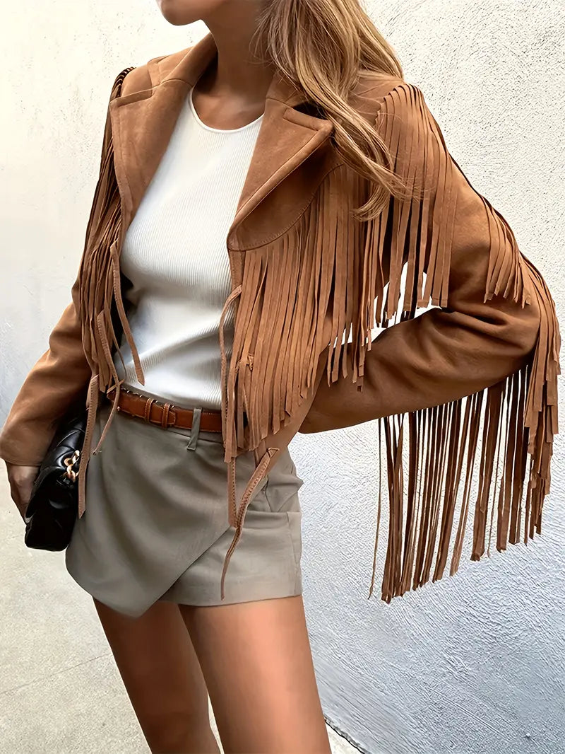 Suede Jacket with Fringe