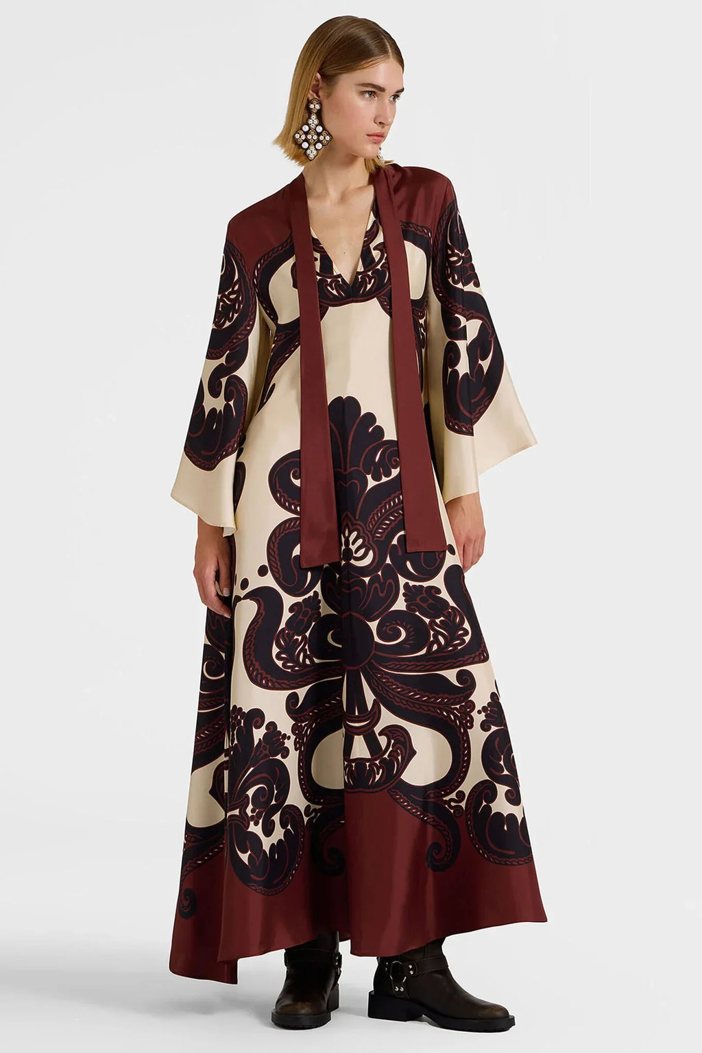 Modern Grenadilla Print Satin Dress