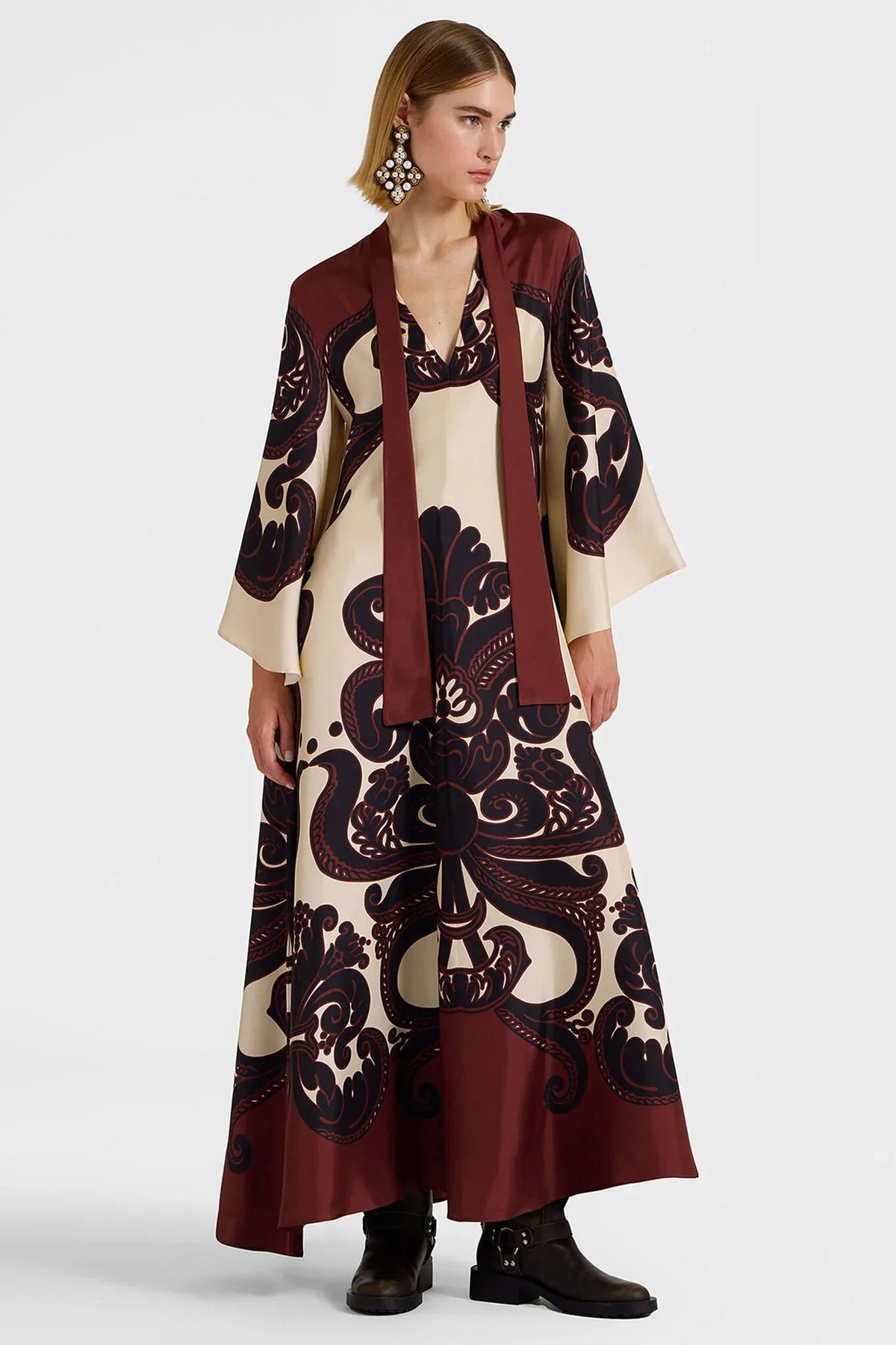 Modern Grenadilla Print Satin Dress