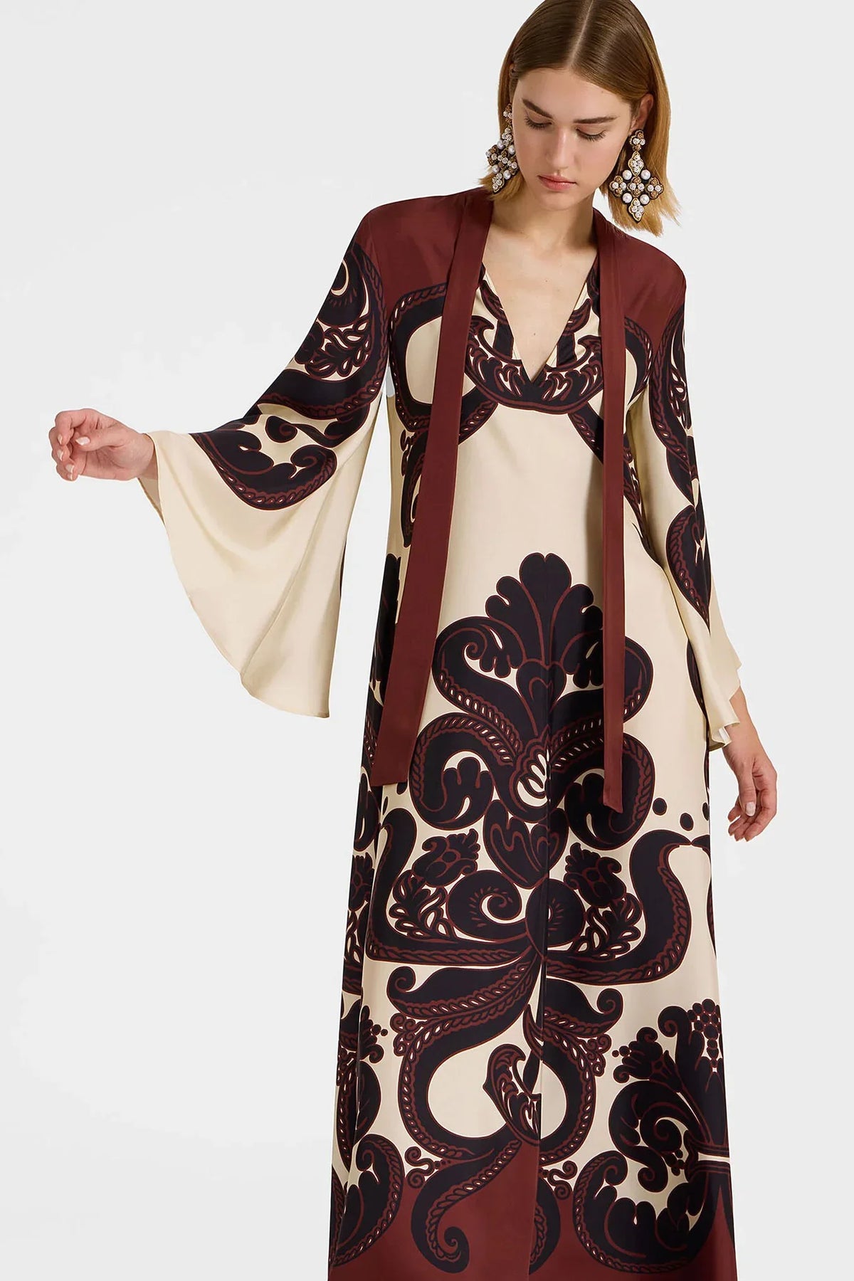 Modern Grenadilla Print Satin Dress