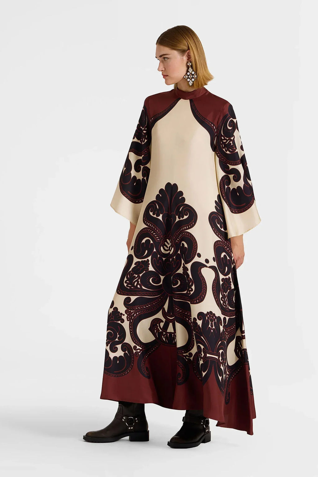 Modern Grenadilla Print Satin Dress