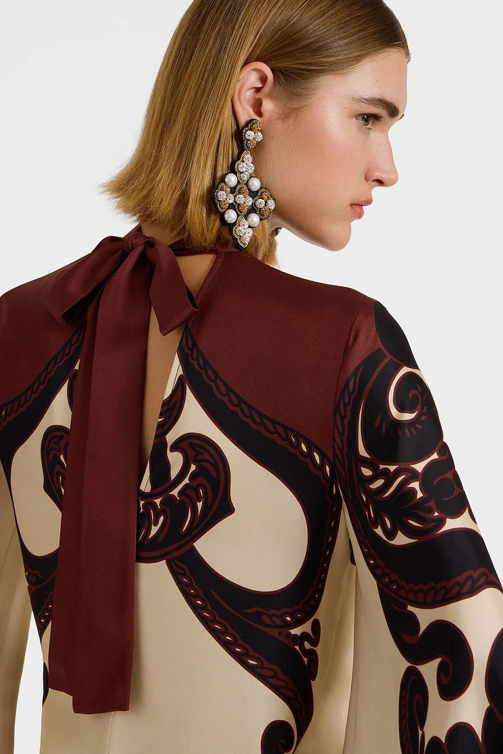 Modern Grenadilla Print Satin Dress