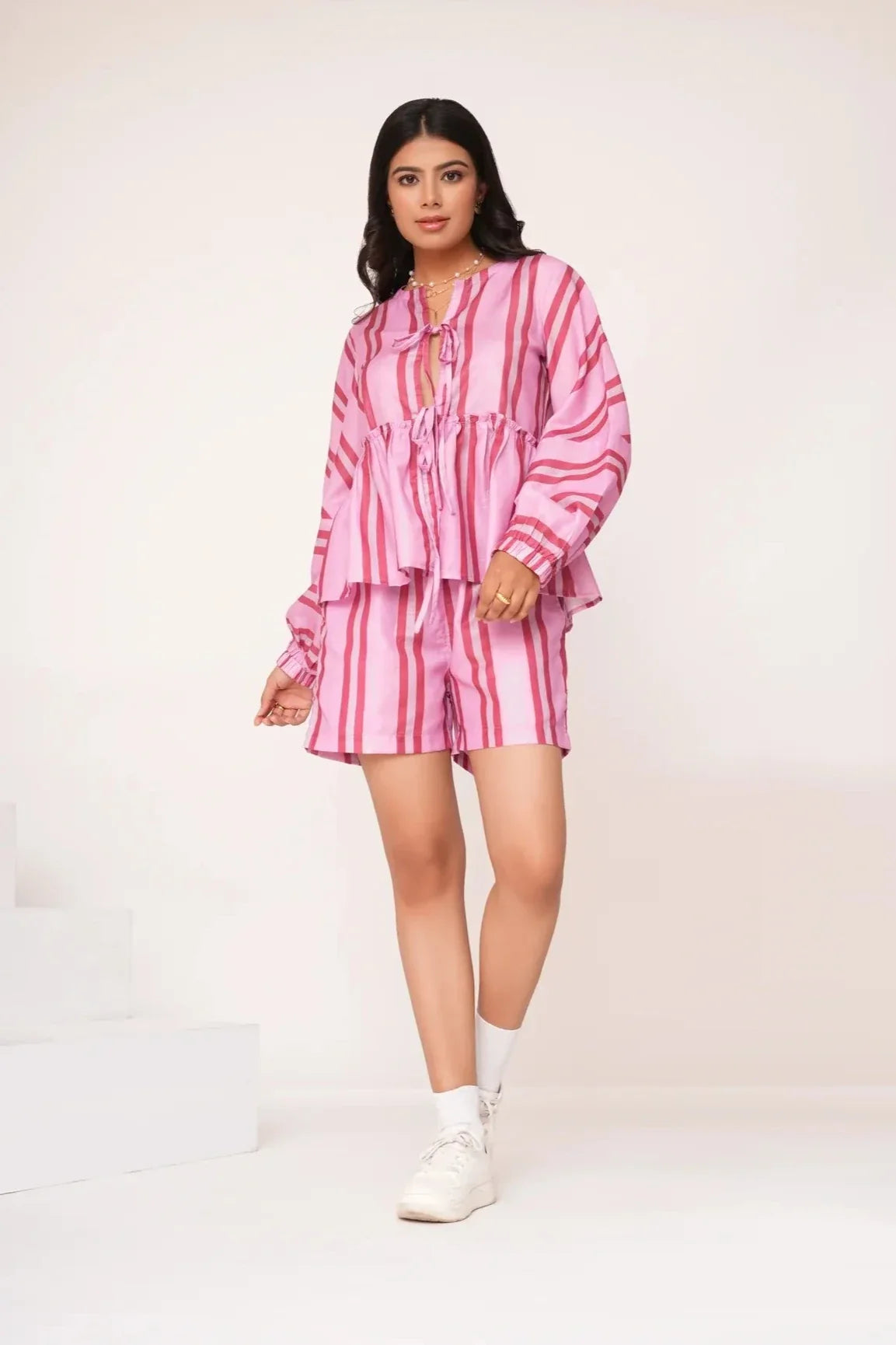 Modern Stripes Shorts & Blouse