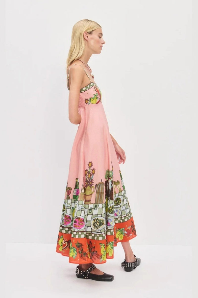 Modern Sexy Linen Print Dress