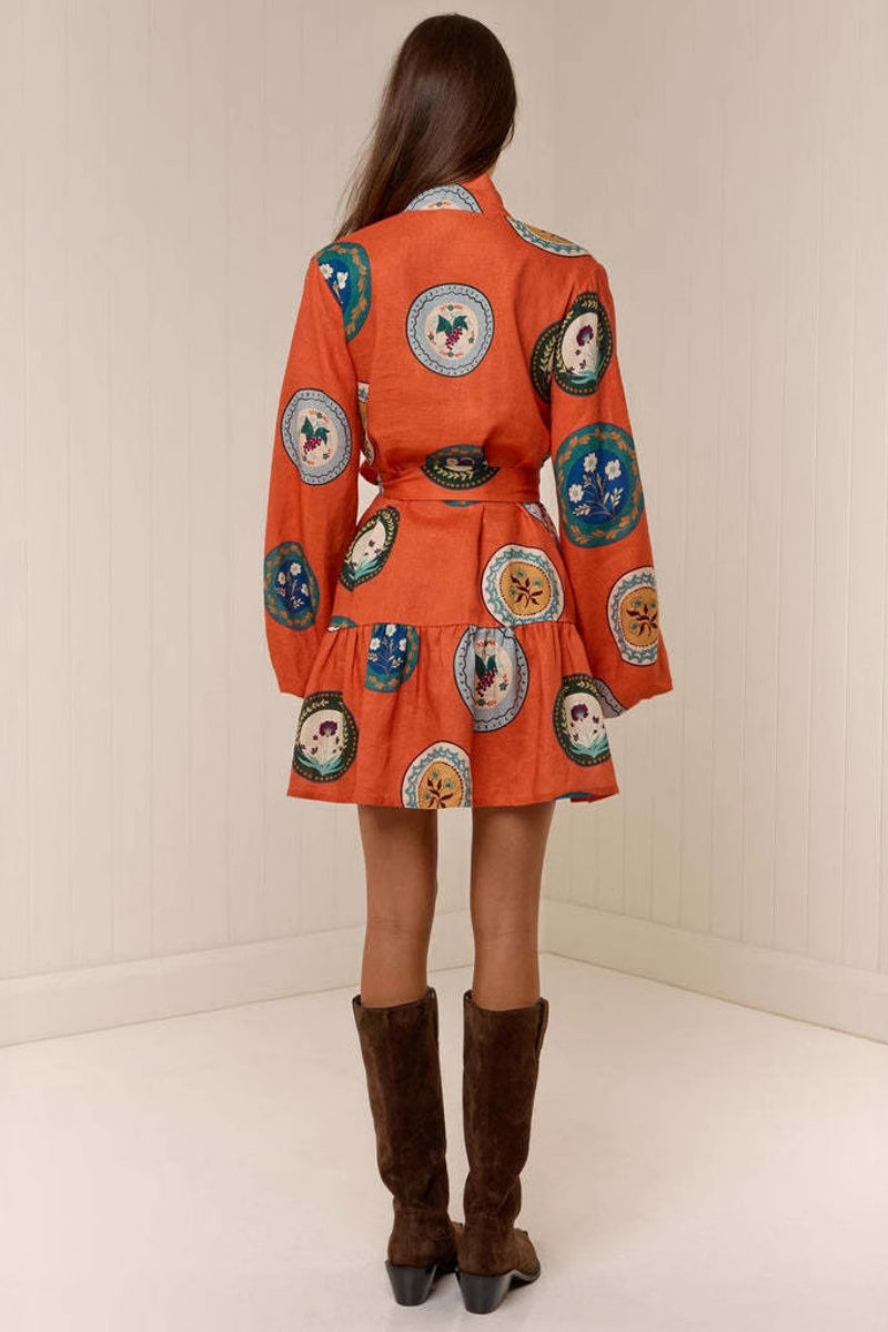 Modern Patchwork Stand-Collar Dress