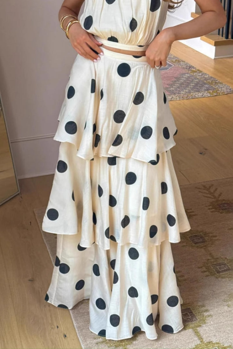 Coordinated Polka Dot Cake Skirt Set