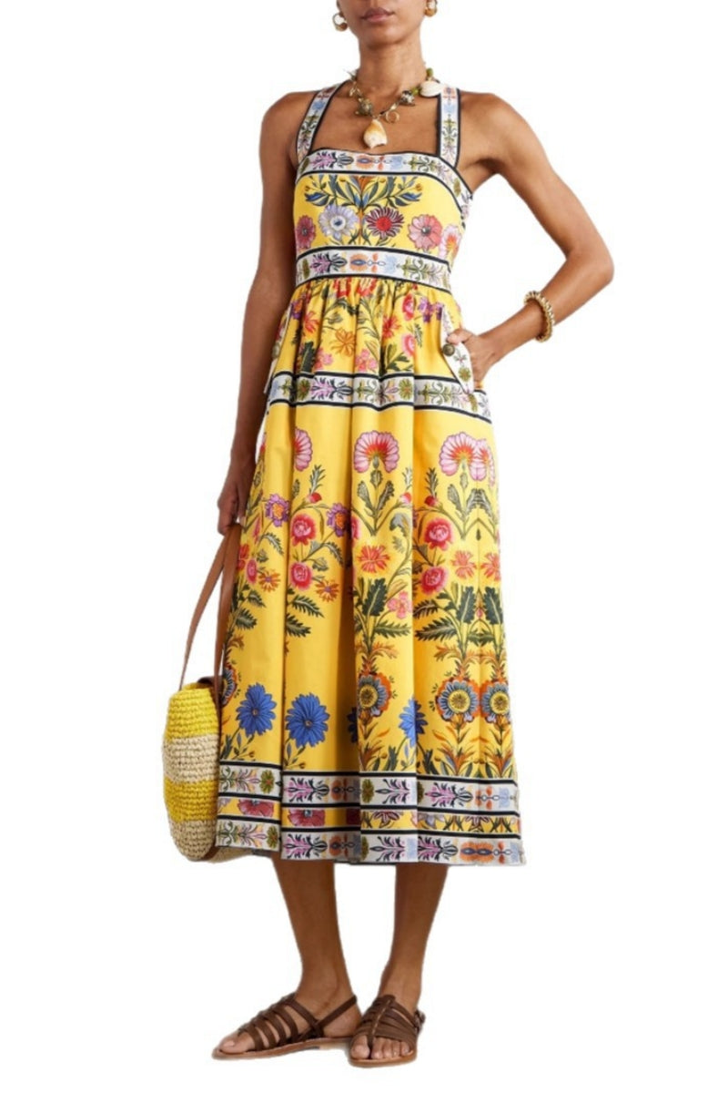 Relaxed Strapless Midi-Length Dress