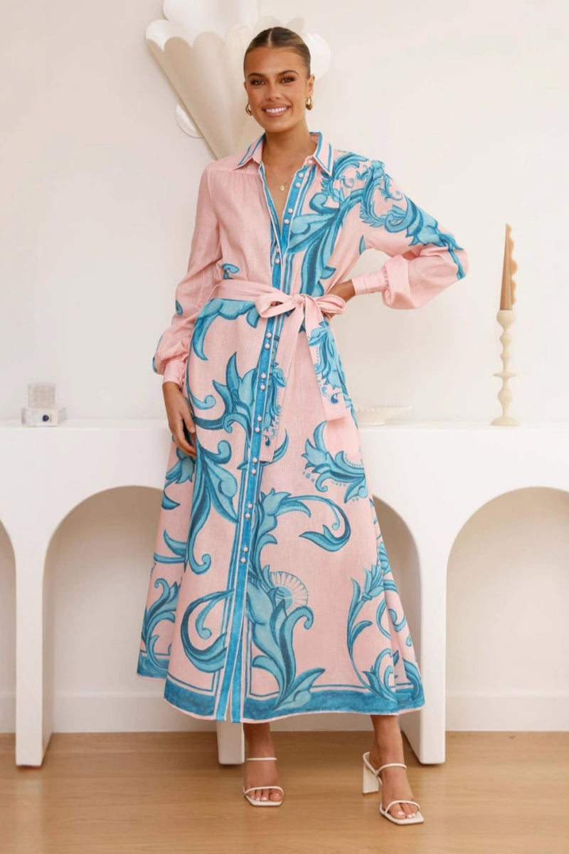 Summer Belted Midi-Length Dress