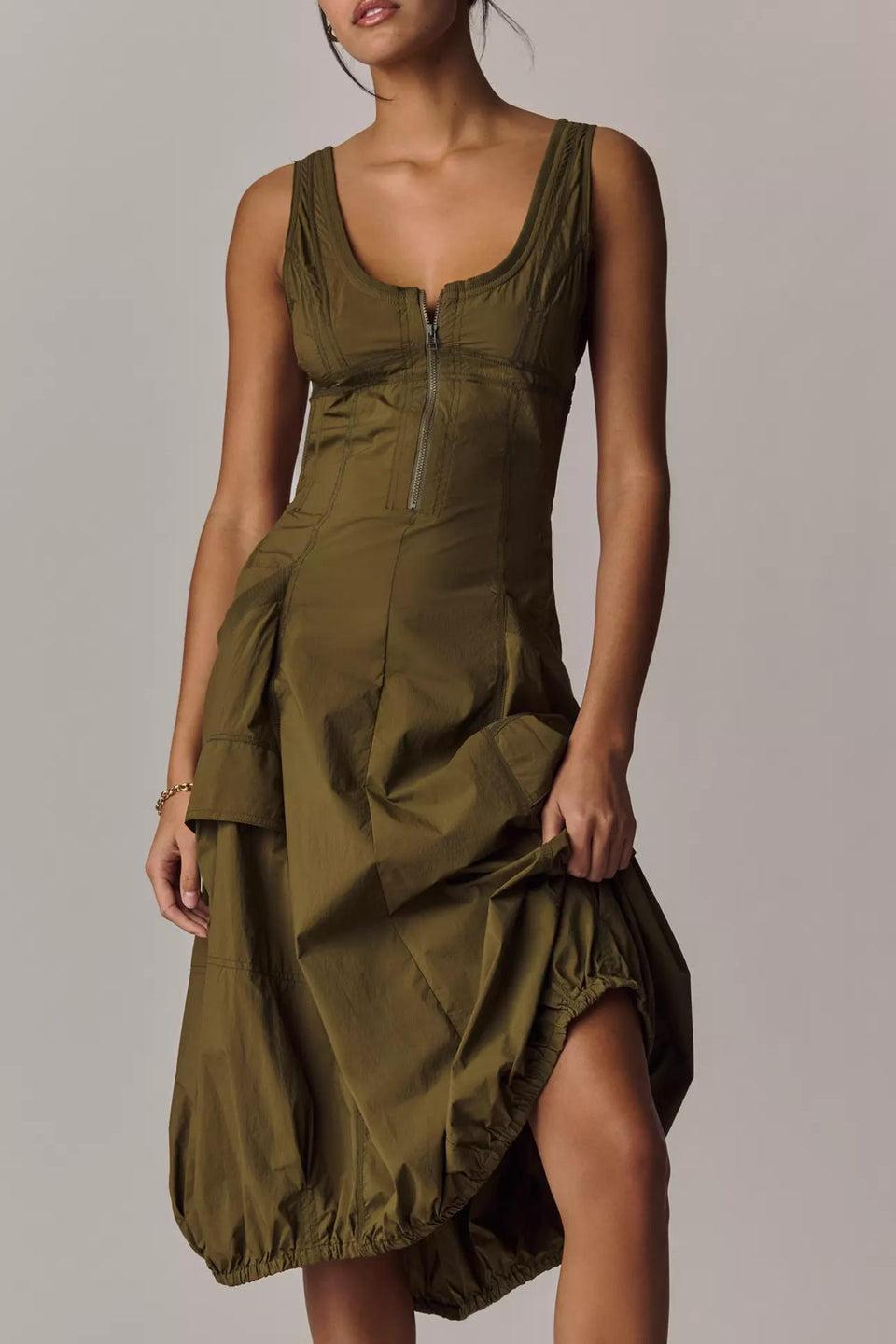 Daily Practice Fastpack Bubble-Hem Midi-Length Dress