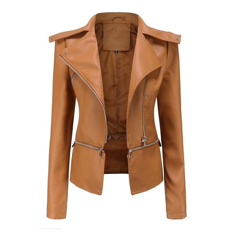 Leather Jacket in a Gothic Style with Lapels and Zipper