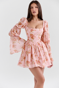 Divine Flower Square Neck Mini-Length Dress