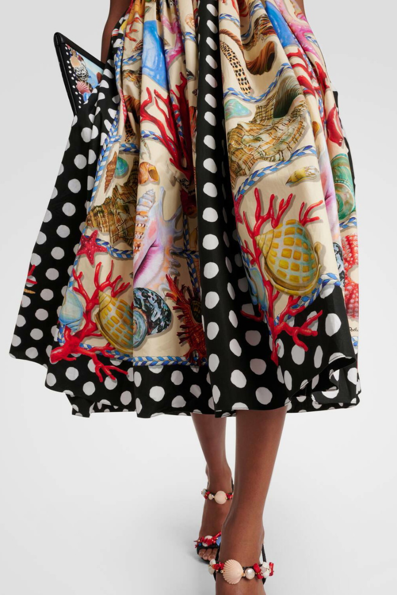 Domitille Polka Dot Square Neck Midi-Length Dress