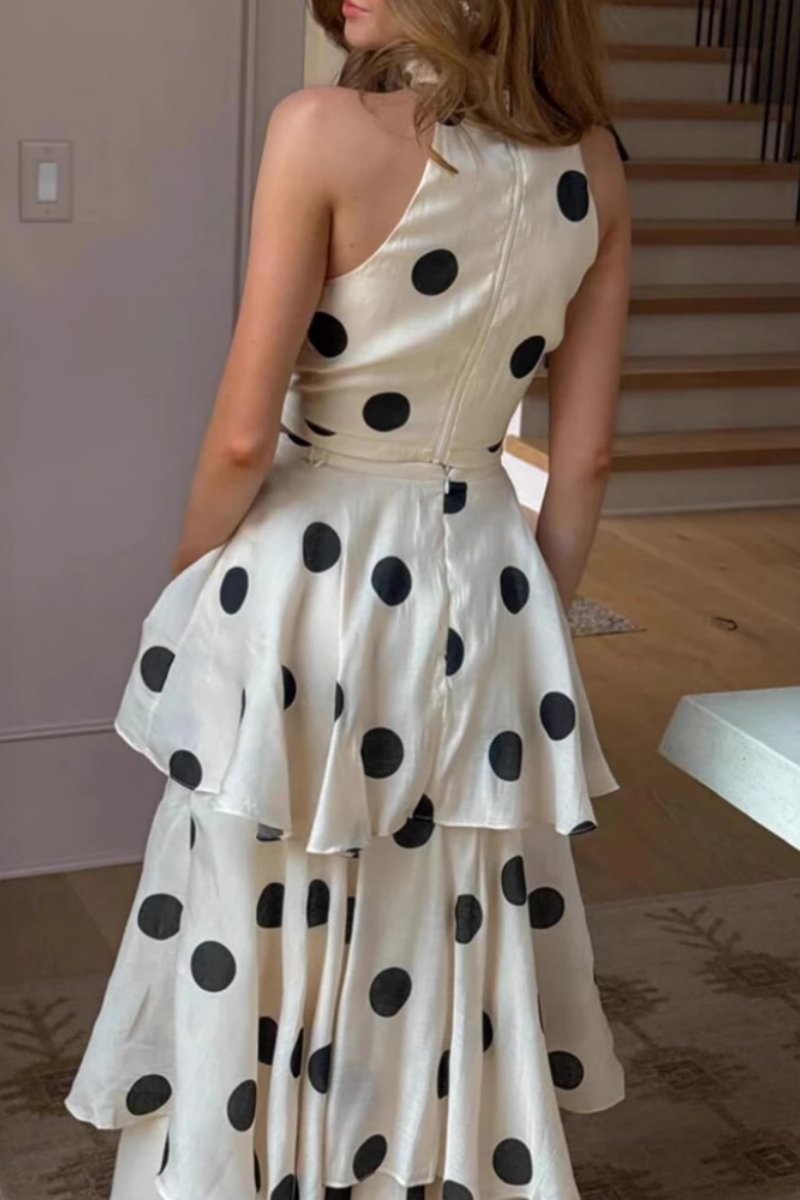 Coordinated Polka Dot Cake Skirt Set