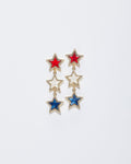 Statement Patriotic Triple Star Drop Earrings