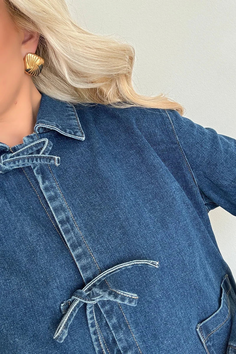 Modern Tie Dark Blue Denim Jacket