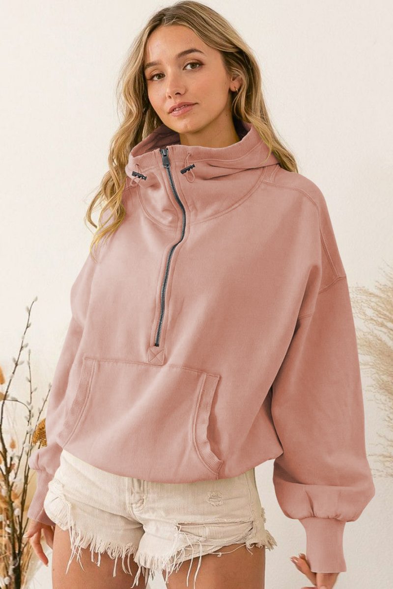 Modern Fern Pocketed Hoodie Lightweight Jacket - Crepe