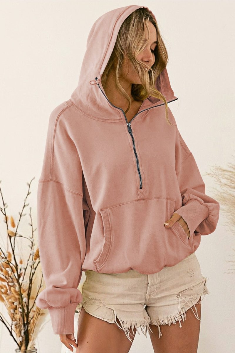 Modern Fern Pocketed Hoodie Lightweight Jacket - Crepe