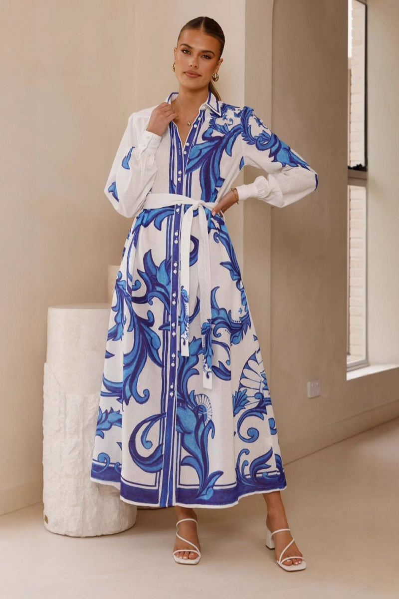 Summer Belted Midi-Length Dress