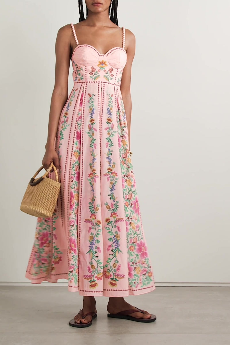Modern Print Sling Beaded Vacation Dress